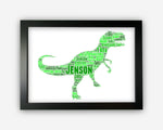 Personalised Word Art Gift Dinosaur Gift For Dinosaur Lover Gift For Boy Dinosaur Wall Prints Wall Art Gift Wall Art Prints PG100