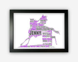 Personalised Western Horse Rider Gift For Equestrian Horse Riding - Western Barrel Racing Gift Word Art Wall Room Decor Prints SC0151