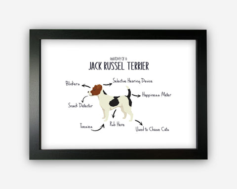 Anatomy of a Jack Russel Terrier Funny Gift For Him Or Her Word Art Wall Friends Prints ST062