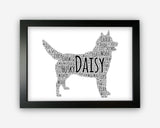 Personalised Husky Dog For Pooch Lover Puppy Gift Word Art Wall Room Decor Prints GC1396