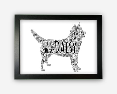 Personalised Husky Dog For Pooch Lover Puppy Gift Word Art Wall Room Decor Prints GC1396