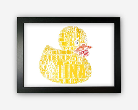 Personalised Rubber Duck Bath Shower Wash Room Gift Word Art Wall Room Decor Prints NP177