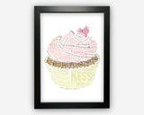 Personalised Cupcake Baking For Bakers Bake Off Gift Word Art Wall Room Decor Prints NP032