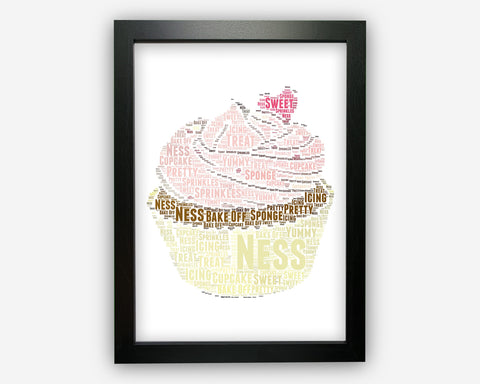 Personalised Cupcake Baking For Bakers Bake Off Gift Word Art Wall Room Decor Prints NP032