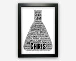 Personalised Science fan Gifts Word Art Wall Print - conical flask Gifts Wall Decor Custom Word Cloud Wall Art A3 A4 A5 8x10 Print SC0126