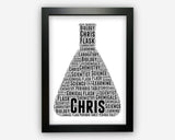 Personalised Science fan Gifts Word Art Wall Print - conical flask Gifts Wall Decor Custom Word Cloud Wall Art A3 A4 A5 8x10 Print SC0126