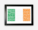 Personalised Ireland Flag For Irish Flag St Patricks Day Gift Word Art Wall Room Decor Prints NP079
