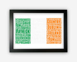 Personalised Ireland Flag For Irish Flag St Patricks Day Gift Word Art Wall Room Decor Prints NP079