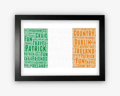 Personalised Ireland Flag For Irish Flag St Patricks Day Gift Word Art Wall Room Decor Prints NP079