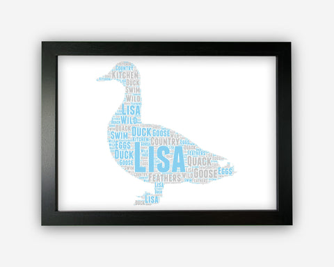 Personalised Word Art Gift Duck Gift For Duck Lover Gift Duck Wall Art Wild Bird Wall Prints Wall Art Wall Decor Gift Wall Art Prints NP017