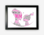 Personalised Mummy For Mum and Daughter Girl Gift Word Art Wall Room Decor Prints GC1318