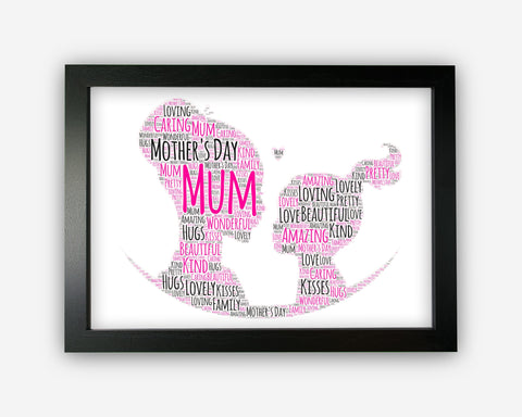 Personalised Mummy For Mum and Daughter Girl Gift Word Art Wall Room Decor Prints GC1318