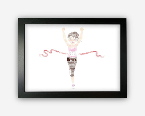 Personalised Running Woman Female Runner Run Gift Word Art Wall Room Decor Prints GC1119