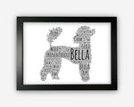 Personalised French Poodle Dog For Pooch Dog Lover Puppy Gift Word Art Wall Room Decor Prints GC1376