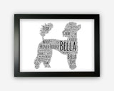 Personalised French Poodle Dog For Pooch Dog Lover Puppy Gift Word Art Wall Room Decor Prints GC1376