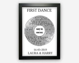 Personalised First Dance Gifts Word Art Wall Print - Vinyl Record Anniversary Gifts Wall Decor Custom Word Cloud A3 A4 A5 8x10 Print SC0191