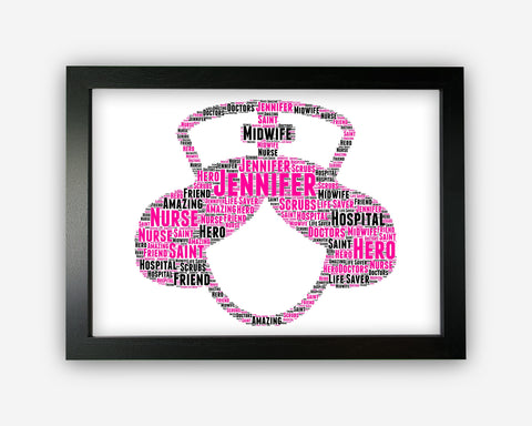 Personalised Nurse For Nurses Doctor Surgeon Gift Word Art Wall Room Decor Prints PG0579