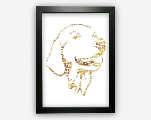 Personalised Golden Retriever For Dog Lover Dog Gift Word Art Wall Room Decor Prints PG302