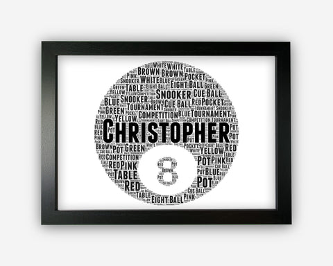 Personalised Word Art Gift Snooker Gifts Billiards Gifts Print Pool Gifts For Runner Wall Prints Wall Art Gift Wall Art GC1146