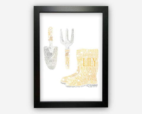 Personalised Gardening, Wellies,Tools Gifts Word Art Wall Print - Gifts Wall Decor Custom Word Cloud Wall Art A3 A4 A5 8x10 Print ST0015