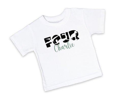 Personalised Dinosaur 4th Birthday T Shirt Top For Boys - Custom Design With Name Age - Forth Birthday Four 4 White T-shirt Gift Idea TEE010