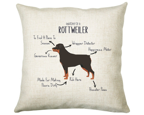 Anatomy of a Rottweiler Funny Gift For Him Or Her Cushion Pillow Bedroom Decor STC0090