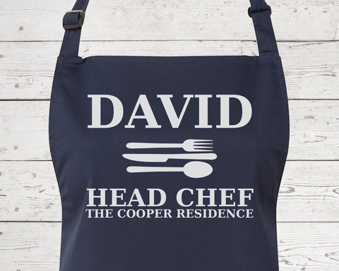 Fathers Day Gift For Him Personalised Head Chef Apron - Great Gift for Dad Grandad Husband Boyfriend - Gifts For Him 40th 50th 60th AP0001