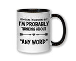 I'm Probably Thinking About Cars Mug Gift 11oz Coffee Mug Gift Idea For Car Enthusiast Racing Team Sport Motorsports For Him Her MG0295