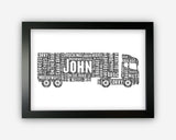 Personalised Lorry Artic Lorry Driver Gift Word Art Wall Room Decor Prints SC0268