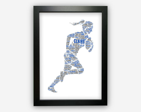 Personalised Word Art Gift Female Rugby Gifts Print Gift For Rugby Player Wall Prints Wall Art Wall Decor Sports Gift Wall Art SC0264