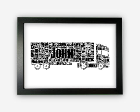 Personalised Lorry Artic Lorry Driver Gift Word Art Wall Room Decor Prints SC0269