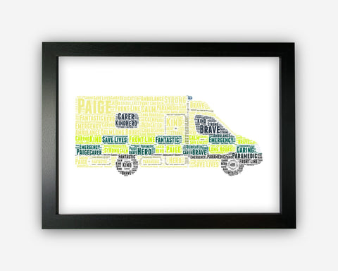 Personalised Ambulance Paramedic Print Word Art Gift Wall Room Decor Prints SC0271
