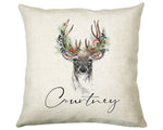 Personalised Deer Stag Cushion Gift Printed Name Design - Cushion Throw Pillow Gift For Him Her lounge Bedroom Christmas Cushion Gift CS506