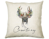 Personalised Deer Stag Cushion Gift Printed Name Design - Cushion Throw Pillow Gift For Him Her lounge Bedroom Christmas Cushion Gift CS506