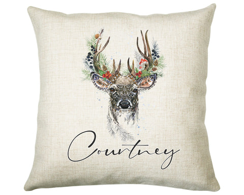 Personalised Deer Stag Cushion Gift Printed Name Design - Cushion Throw Pillow Gift For Him Her lounge Bedroom Christmas Cushion Gift CS506