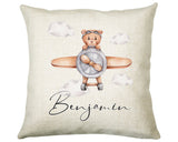 Personalised Plane Bear Cushion Magical Gift Printed Name Design Baby Gift - Pillow Gift Girls Boys Bedroom Decor For Birthday Gift CS509