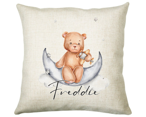 Personalised Moon Bear Cushion Magical Gift Printed Name Design New Baby Gift - Pillow Gift Girls Boys Bedroom Decor For Birthday Gift CS510