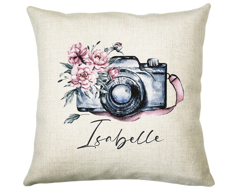 Personalised Photography Camera Cushion Gift Printed Name Design - Cushion Throw Pillow Gift For Sitting Room Bedroom Gift CS511