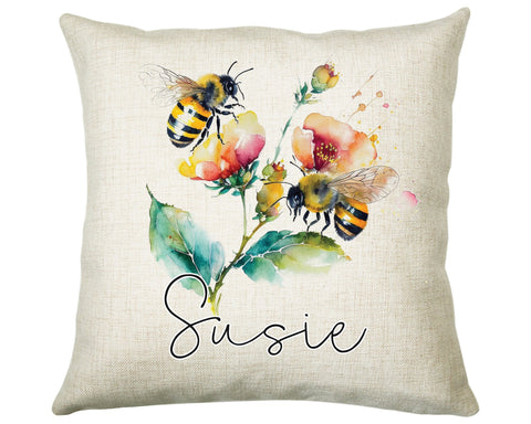Gift For Mum Personalised Bumble Bee Cushion Gift Printed Name Design - Cushion Throw Pillow Gift Beekeeper Gardener Gardening Gift CS527