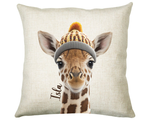 Birthday Gift For Boy Girl Giraffe Cushion Gift Printed Name Design Cushion Throw Pillow Gift For Girls Nursery Bedroom Animal Gift CS532