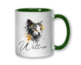 Cat Gift For Cat Lovers - Personalised Coffee Mug with Name - Cat Themed Gift for Cat Owner - Gift for Girls - Watercolour Warrior MGZ545