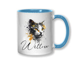 Cat Gift For Cat Lovers - Personalised Coffee Mug with Name - Cat Themed Gift for Cat Owner - Gift for Girls - Watercolour Warrior MGZ545