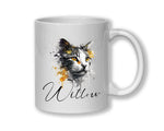 Cat Gift For Cat Lovers - Personalised Coffee Mug with Name - Cat Themed Gift for Cat Owner - Gift for Girls - Watercolour Warrior MGZ545