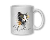 Cat Gift For Cat Lovers - Personalised Coffee Mug with Name - Cat Themed Gift for Cat Owner - Gift for Girls - Watercolour Warrior MGZ545