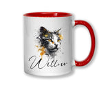 Cat Gift For Cat Lovers - Personalised Coffee Mug with Name - Cat Themed Gift for Cat Owner - Gift for Girls - Watercolour Warrior MGZ545