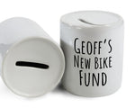 Cycling Gift Personalised Cyclists Money Box Piggy Bank - New Bike Fund Savings Ceramic Cash Tin - Bike Race Training Gift MB0005