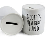 Cycling Gift Personalised Cyclists Money Box Piggy Bank - New Bike Fund Savings Ceramic Cash Tin - Bike Race Training Gift MB0005