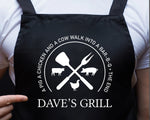 Mens Apron Personalised Gift - Fathers Day Gift for Dad Barbecue BBQ Cooking Apron - BBQ King of the Grill - Grilling Apron Gift Idea AP044