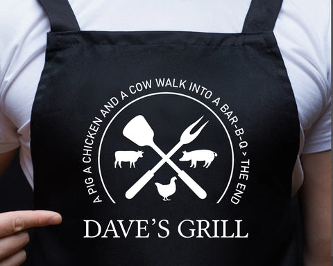 Mens Apron Personalised Gift - Fathers Day Gift for Dad Barbecue BBQ Cooking Apron - BBQ King of the Grill - Grilling Apron Gift Idea AP044