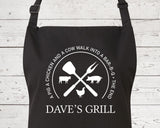 Mens Apron Personalised Gift - Fathers Day Gift for Dad Barbecue BBQ Cooking Apron - BBQ King of the Grill - Grilling Apron Gift Idea AP044